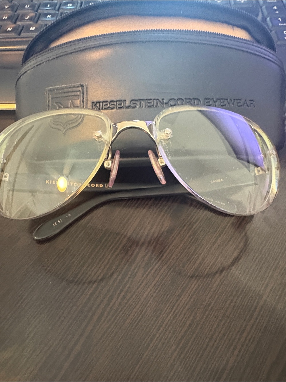 Vtg Kieselstein-Cord “Samba” titanium Japan, eyewear glasses frames w/org Case
